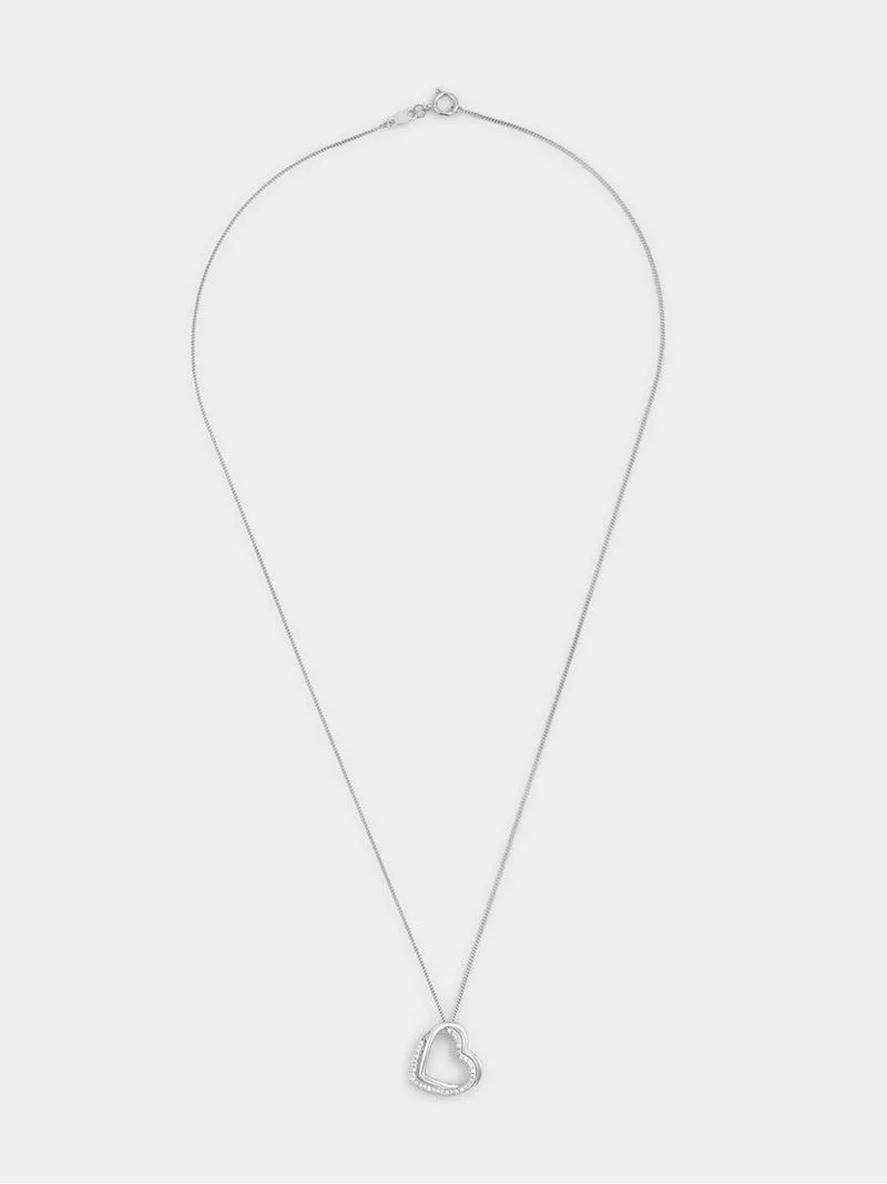 Sterling Silver Lab Grown Diamond Women’s Double Open Heart Pendant