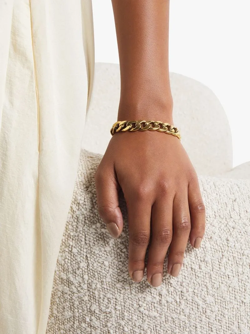 18ct Gold Plated Waterproof Stainless Steel 12mm Curb Bracelet