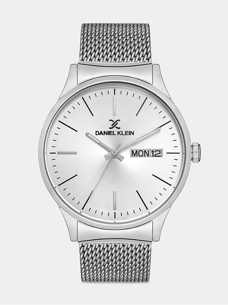 Daniel Klein Silver Plated Silver Dial Mesh Watch