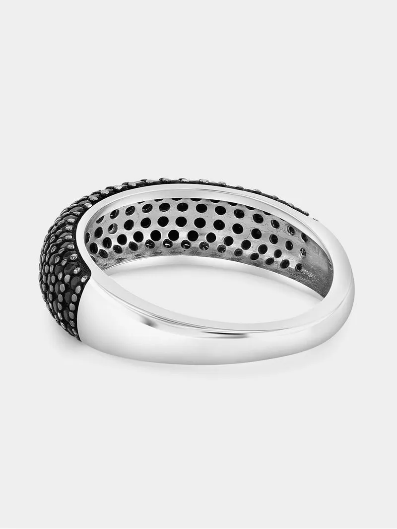 Sterling Silver Black Cubic Zirconia Pavé Anniversary Ring