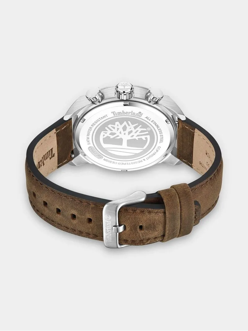 Timberland Men's Henniker II Stainless Steel Brown Leather Chronograph Watch