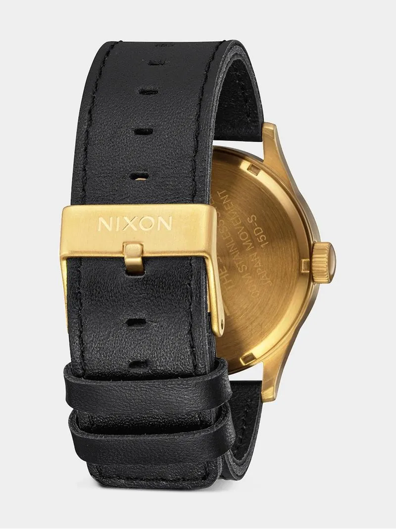 Nixon Men's Sentry Leather Gold Plated & Black Stainless Steel Watch