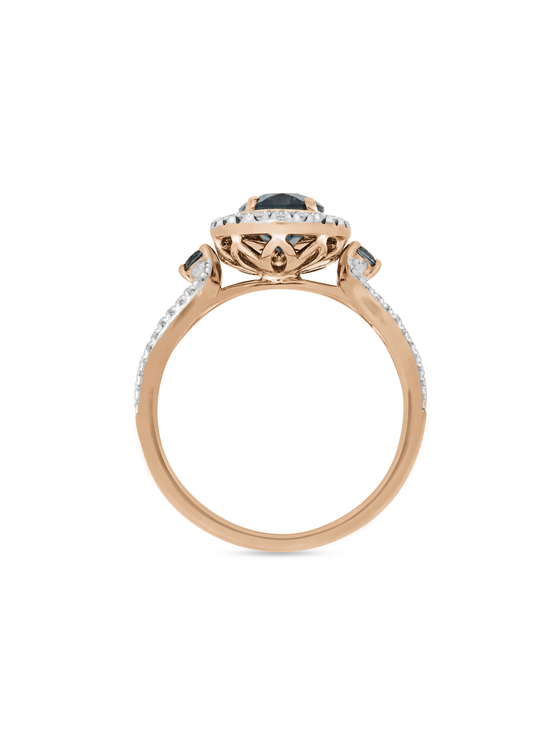 9ct Rose Gold London Blue Topaz Oval Ring