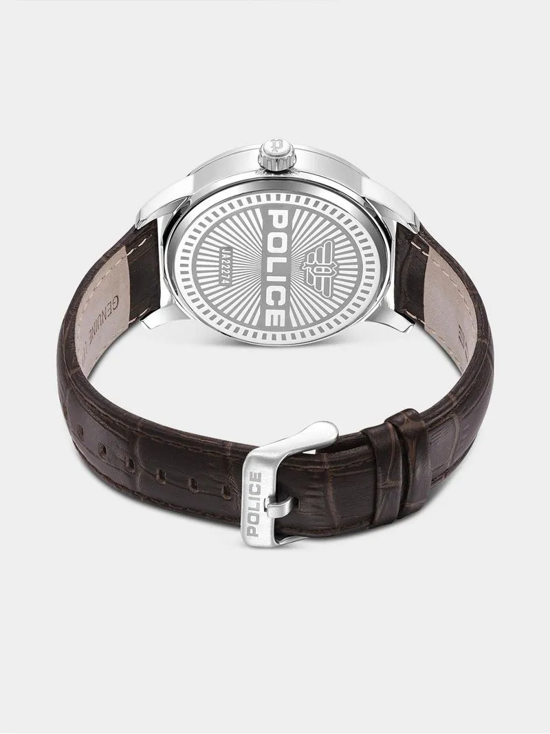 Police Men's Raho Stainless Steel & Brown Leather Watch