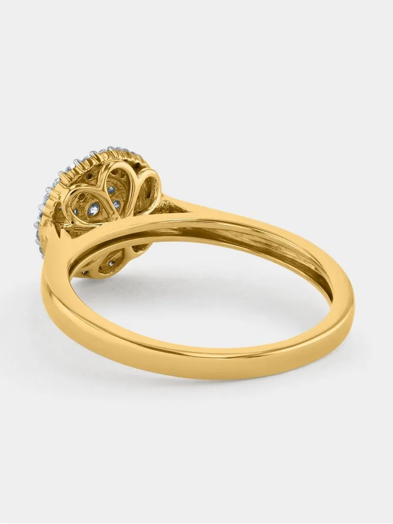Yellow Gold 0.25ct Diamond Women’s Round Cluster Ring