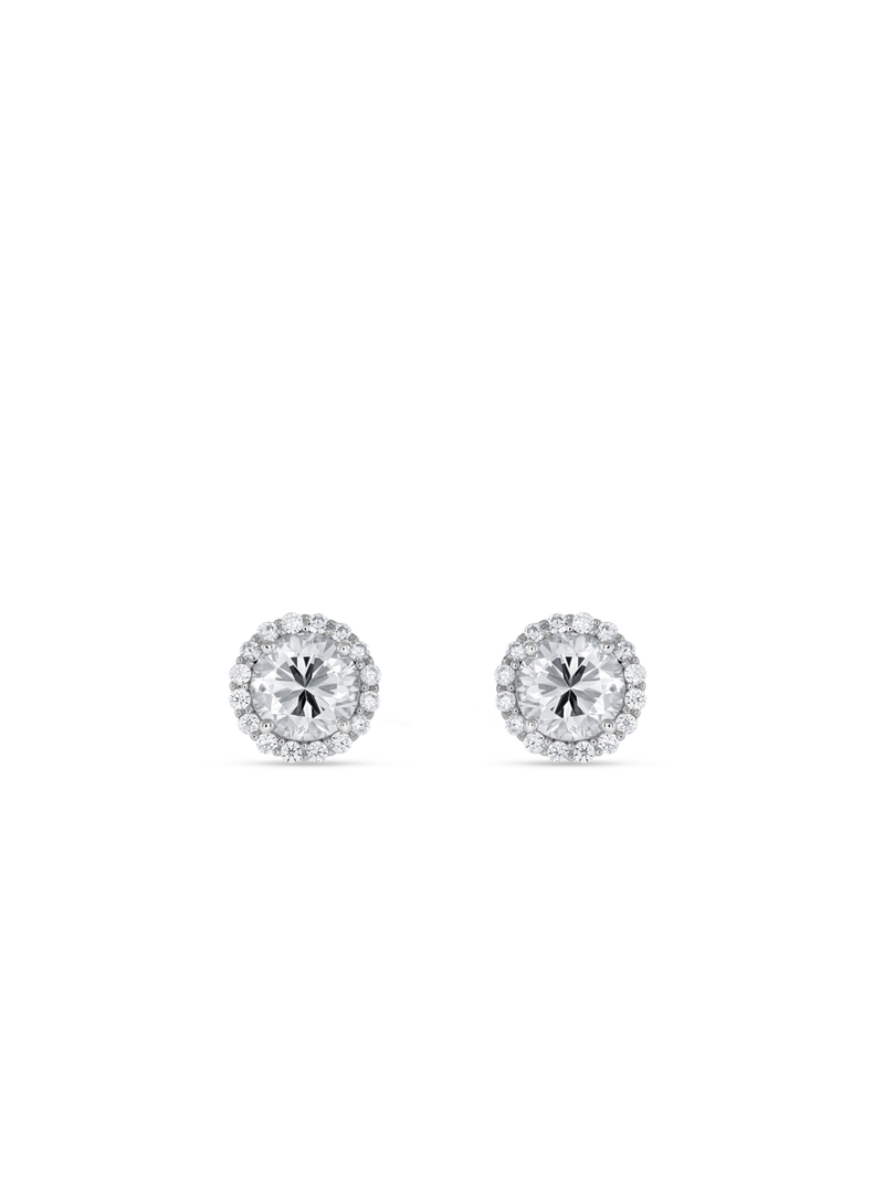 Cheté Platinum & Sterling Silver Diamondlite Cubic Zirconia Halo Stud Earrings