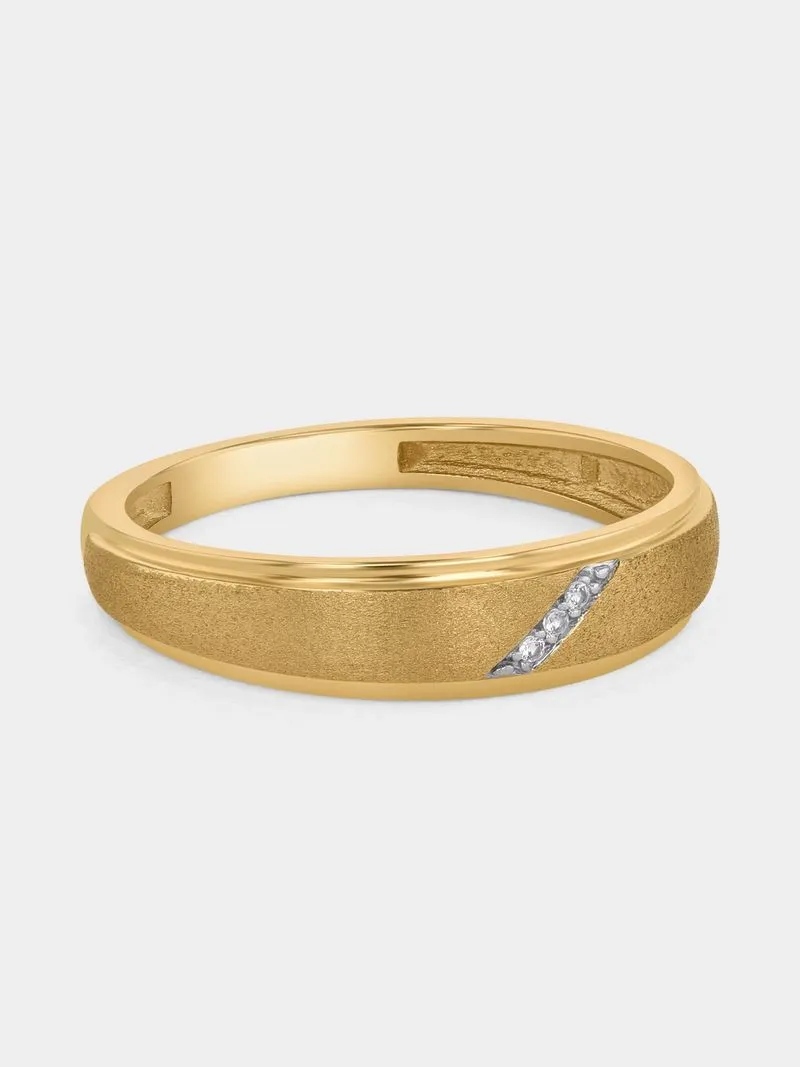 Yellow Gold Earth Grown Diamond Diagonal Pavé Wedding Band