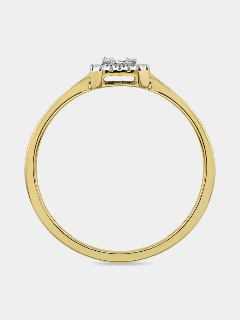 9ct Yellow Gold 0.12ct Diamond Cushion Cluster Ring