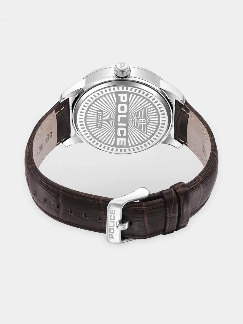 Police Men's Raho Grey Dial & Brown Croco Leather Watch