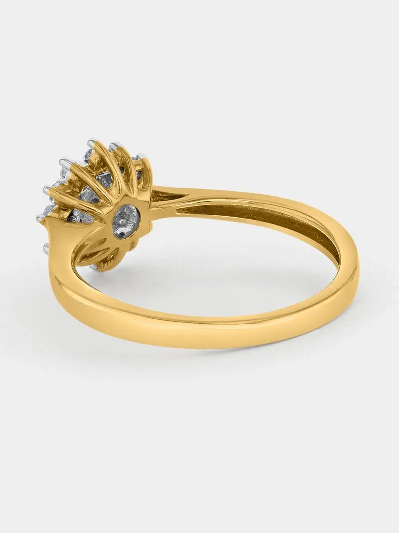 Yellow Gold 0.16ct Diamond Starburst Ring