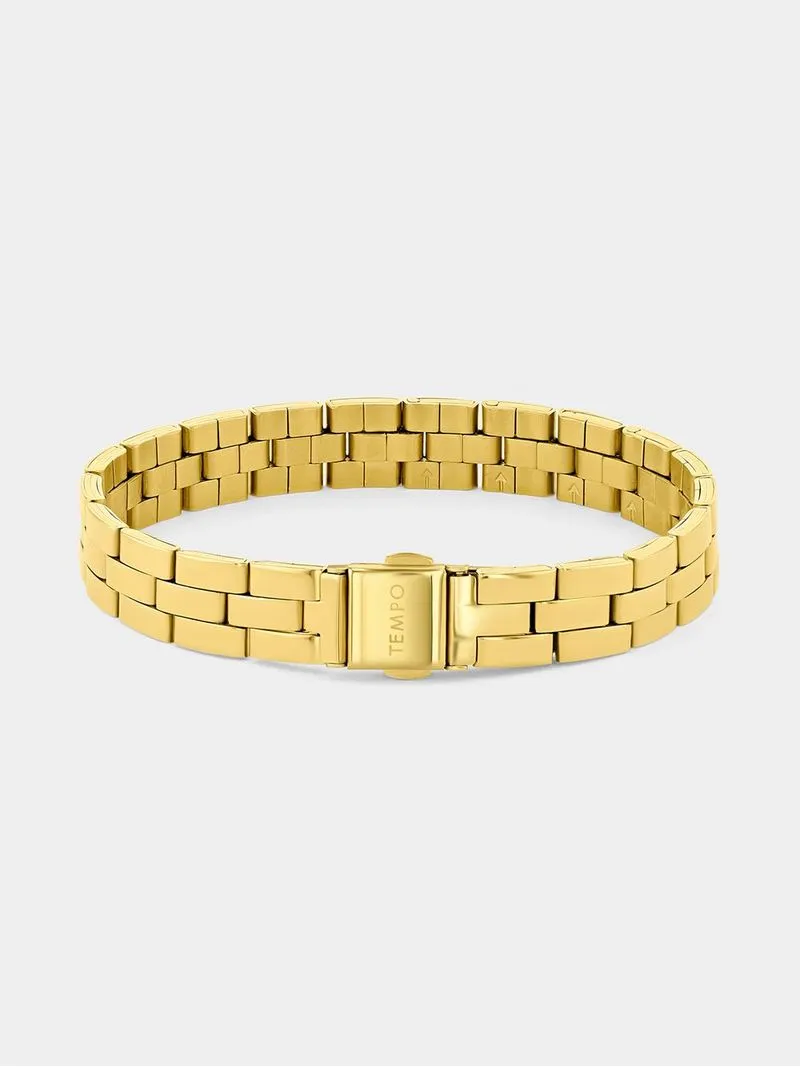 Tempo Gold Plated Silver Dial Bracelet Watch & Bracelet Set
