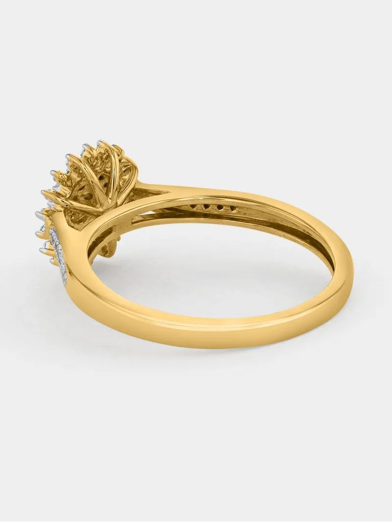 Yellow Gold 0.15ct Diamond Sunflower Ring