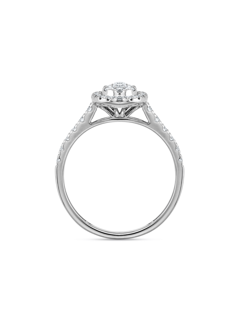 9ct White Gold 1ct Diamond Oval Halo Twin set Rings