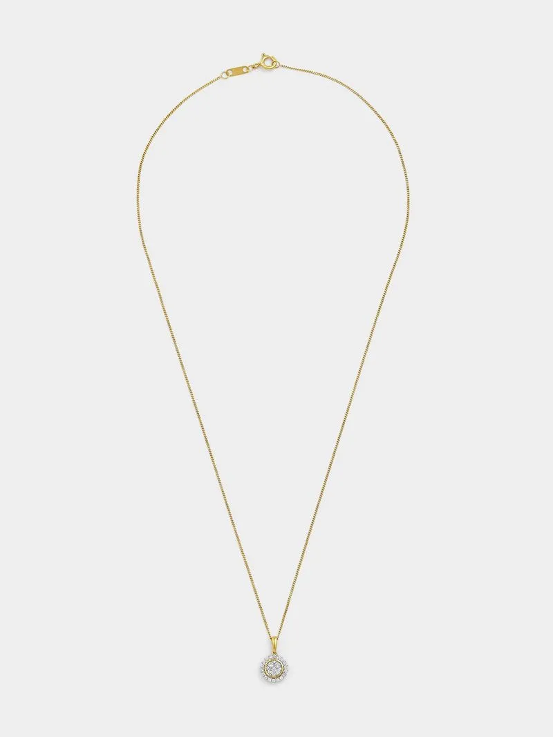 Yellow Gold Lab Grown Diamond Round Halo Pendant