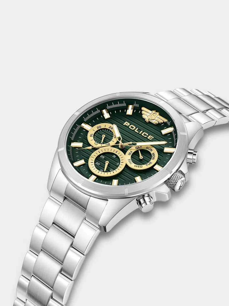 Police Raho Stainless Steel Green Dial Chronograph Bracelet Watch