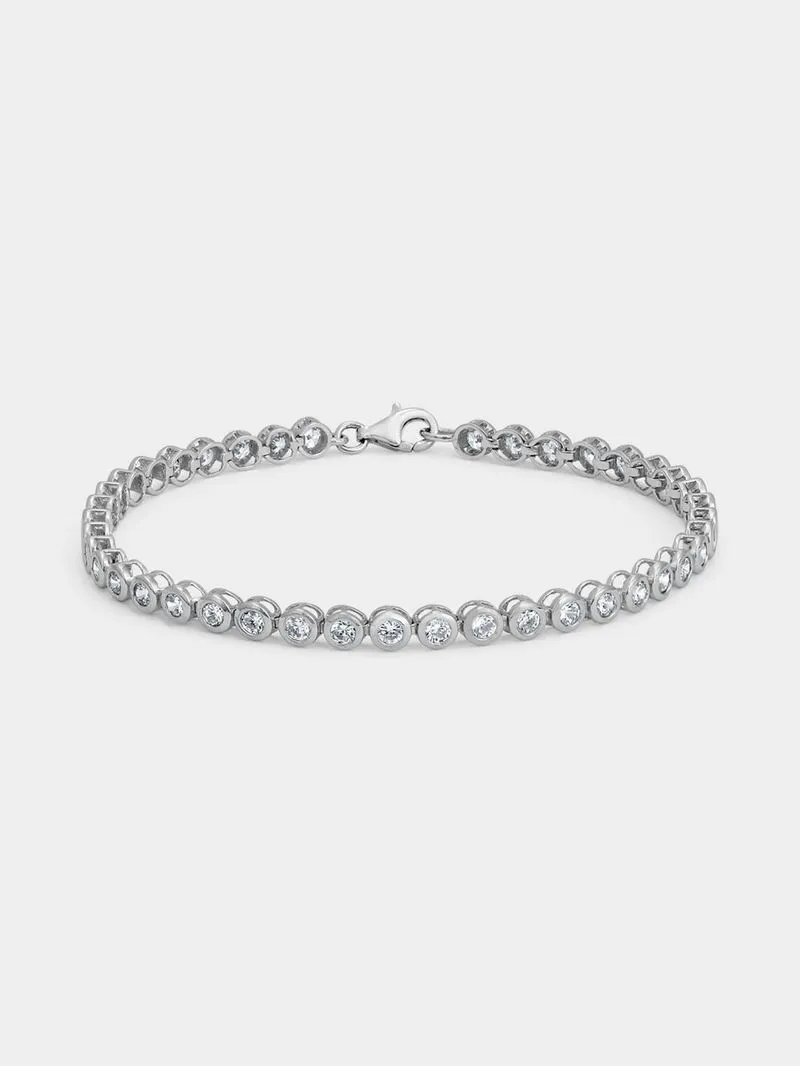 Cheté Sterling Silver Cubic Zirconia Women’s Tube Set Tennis Bracelet