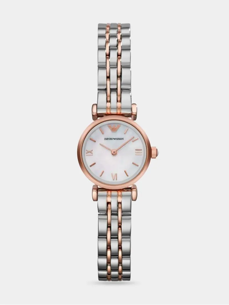 Emporio Armani Women's Rose Gold & Silver Plated Bracelet Watch