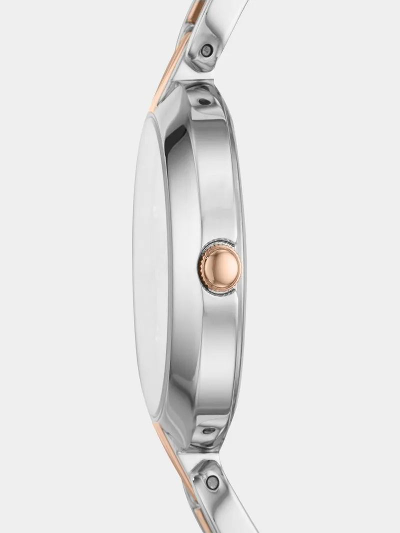 Fossil Kerrigan Silver & Rose Plated Stainless Steel Bracelet Watch