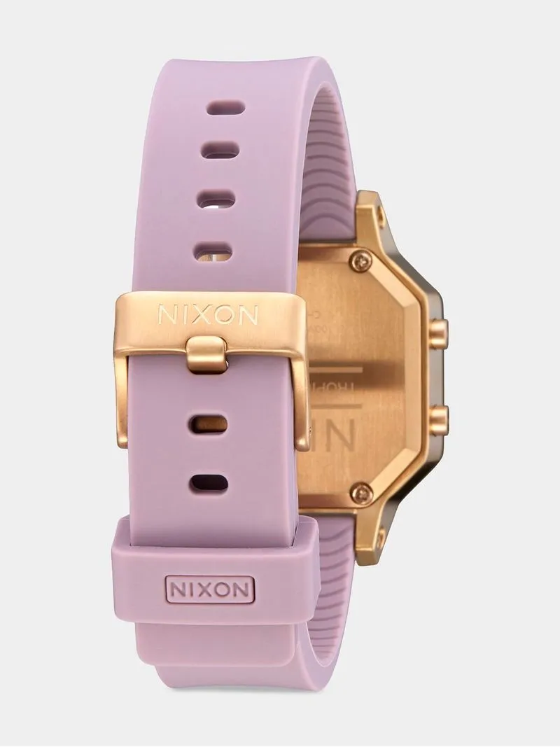 Nixon Women's Siren Stainless Steel Light Gold Plated & Mauve Silicone Digital Watch