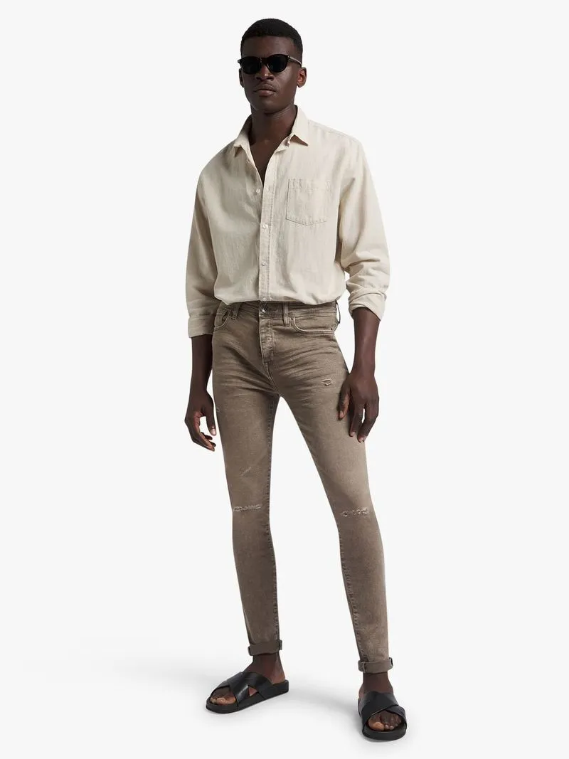 Men's Relay Jeans Super Skinny Rip and Repair Taupe Jeans