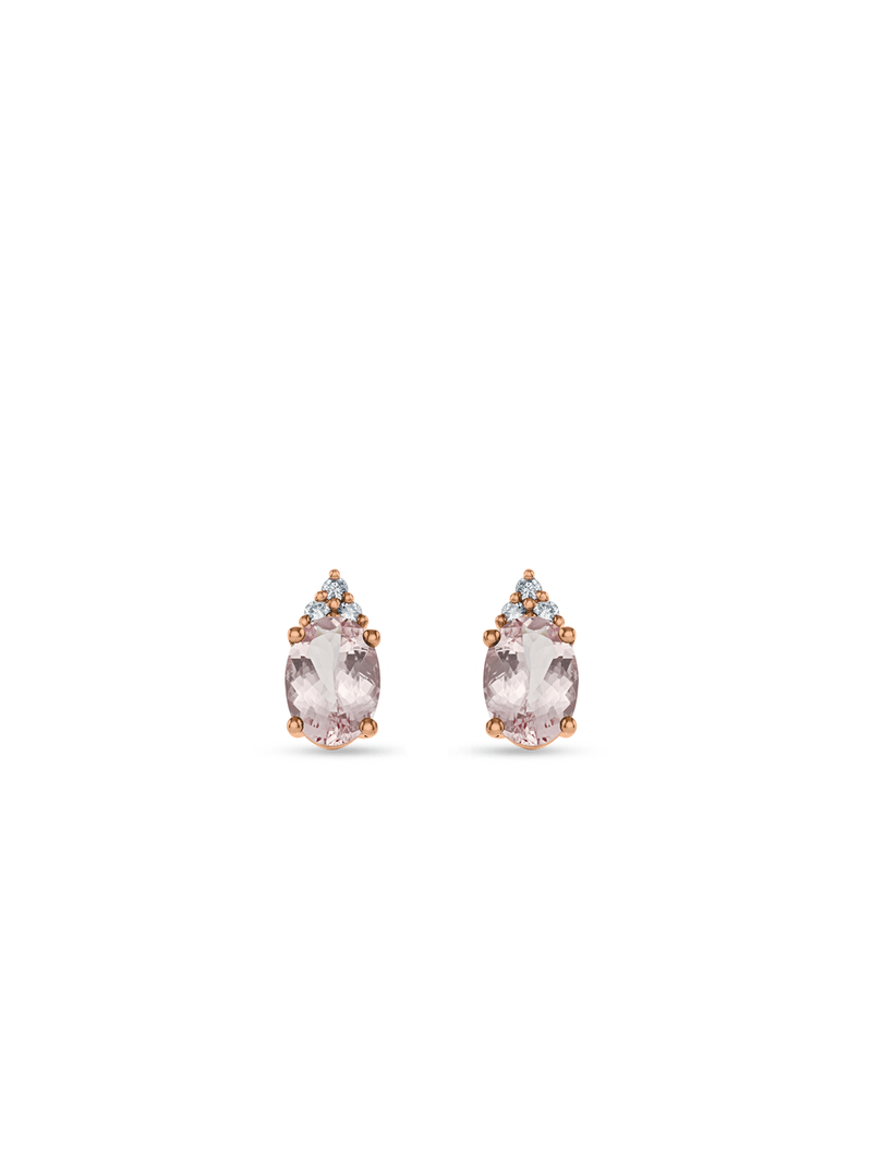 Rose Gold 1.38ct Morganite & Diamond Oval Women’s Stud Earrings