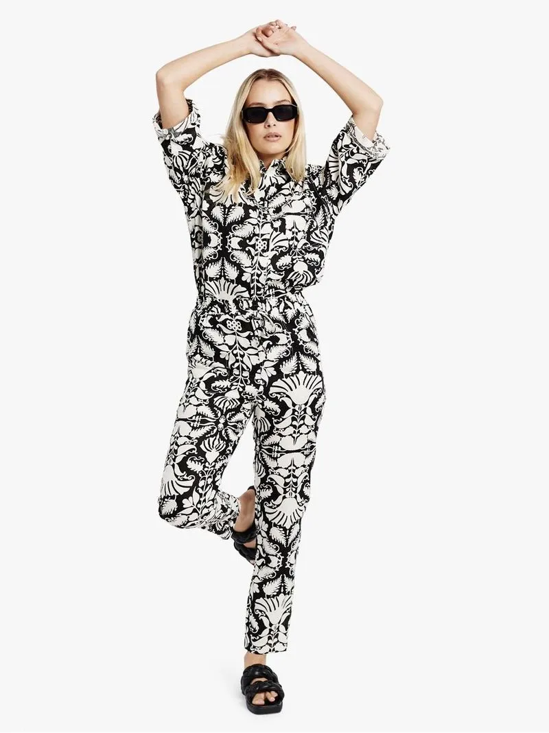 Women's Me&B The Ultimate Wallpaper Print Tapered Leg Linen Pants
