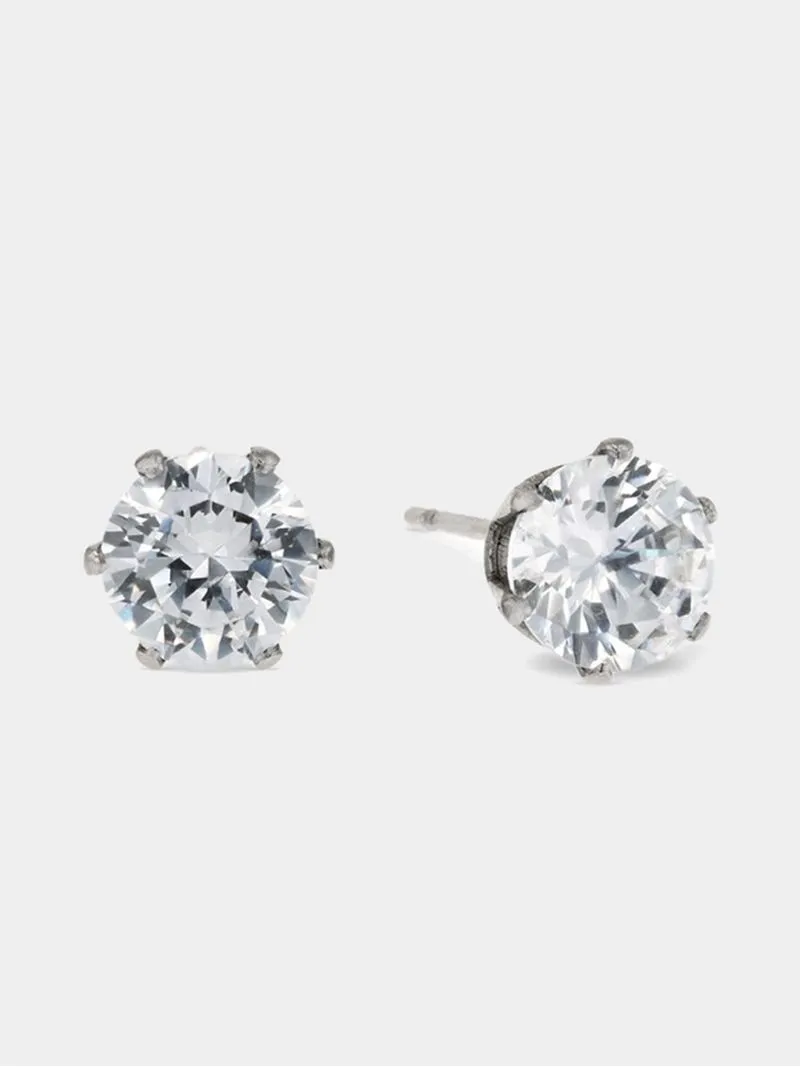 Icon Stainless Steel & Cubic Zirconia Men’s Stud Earrings