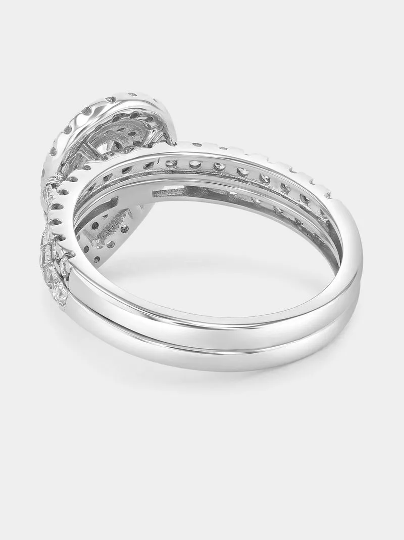 White Gold 1.1ct Lab Grown Diamond Pear Halo Twinset Ring