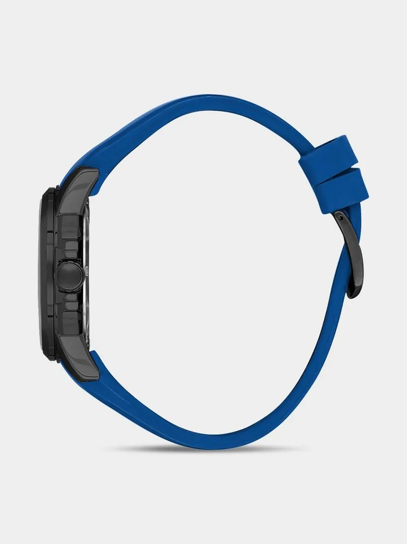 Daniel Klein Black Plated Blue Silicone Watch