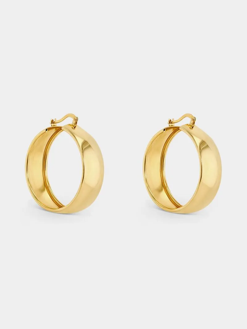 Yellow Gold & Sterling Silver Bold Hoop Earrings