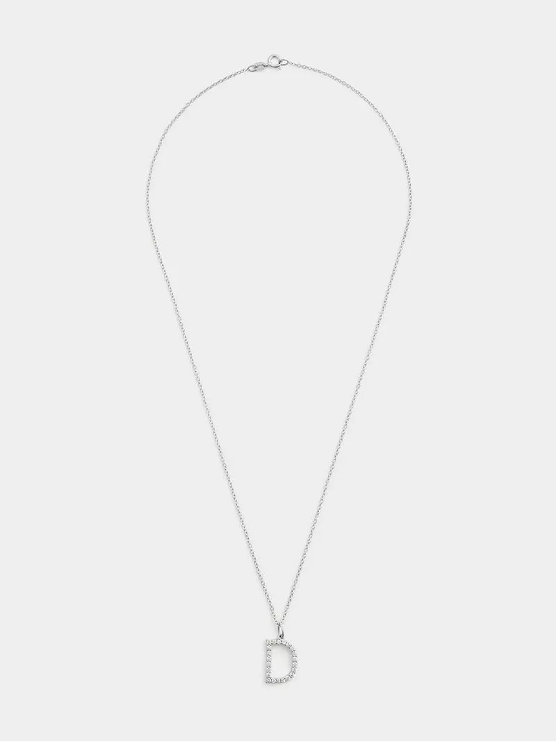 Cheté Sterling Silver Cubic Zirconia “D” Initial Pendant