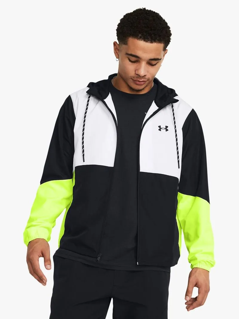 Mens Under Armour Legacy White/Black/Yellow Windbreaker Jacket