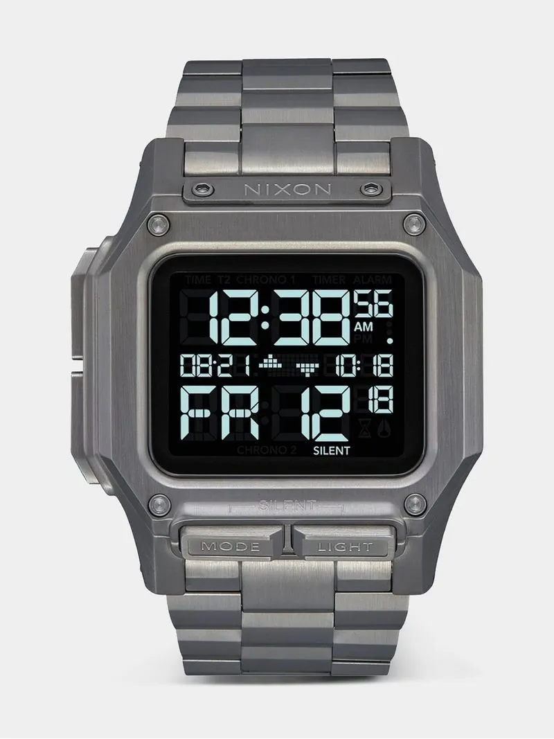 Nixon Men's Regulus Stainless Steel Gunmetal Plated & Black Digital Watch