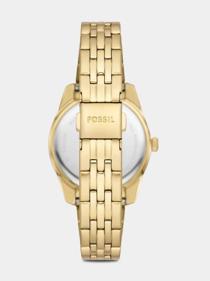 Fossil Scarlette Gold Plated Stainless Steel Bracelet Watch