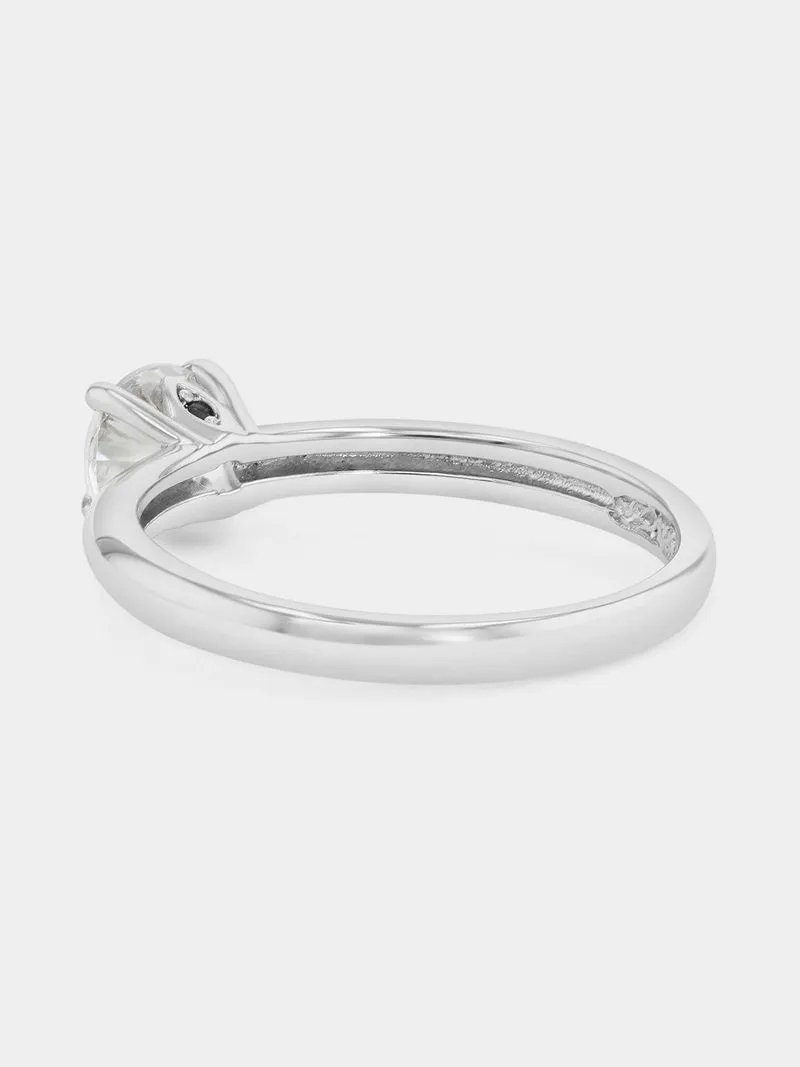 Women's Moissanite Solitaire Sterling Silver Ring
