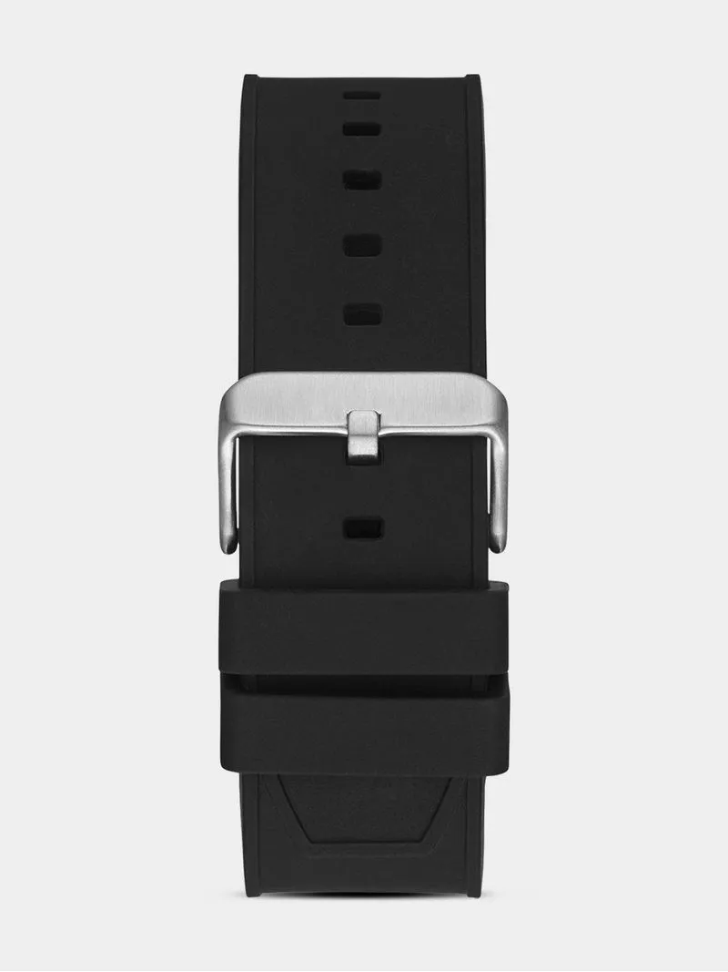 Guess Men’s Slate Silver & Black Plated Stainless Steel Anadigi Silicone Watch