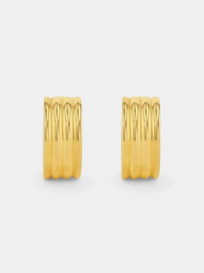 Tempo Jewellery Gold Plated Stainless Steel Bold Stripe Huggie Earrings