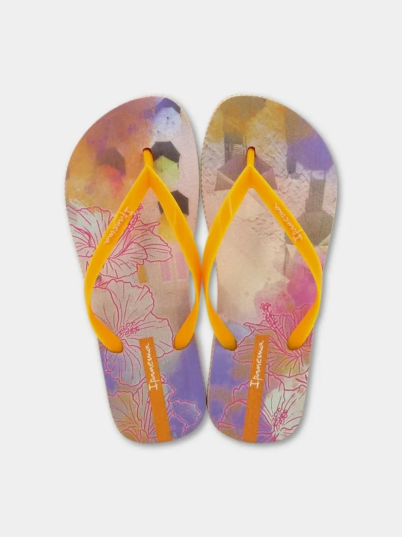 Women's Ipanema Beige & Orange Sem Igual Flip Flops