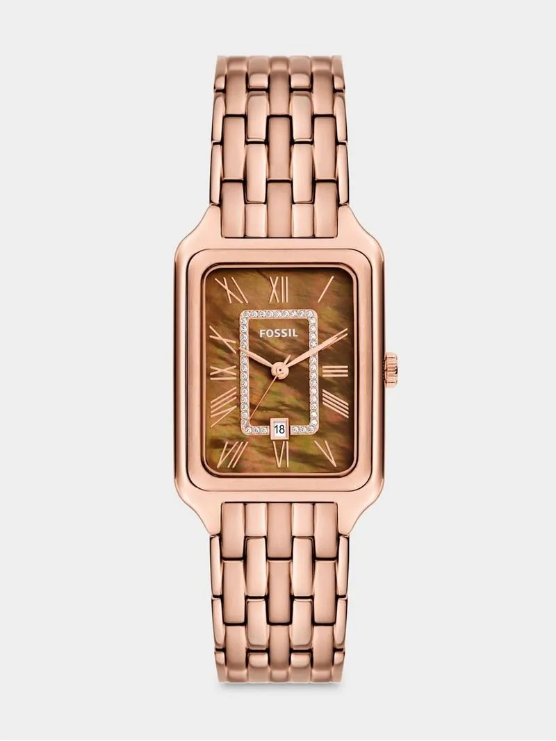 Fossil Raquel Brown Dial Rose Plated Stainless Steel Bracelet Watch