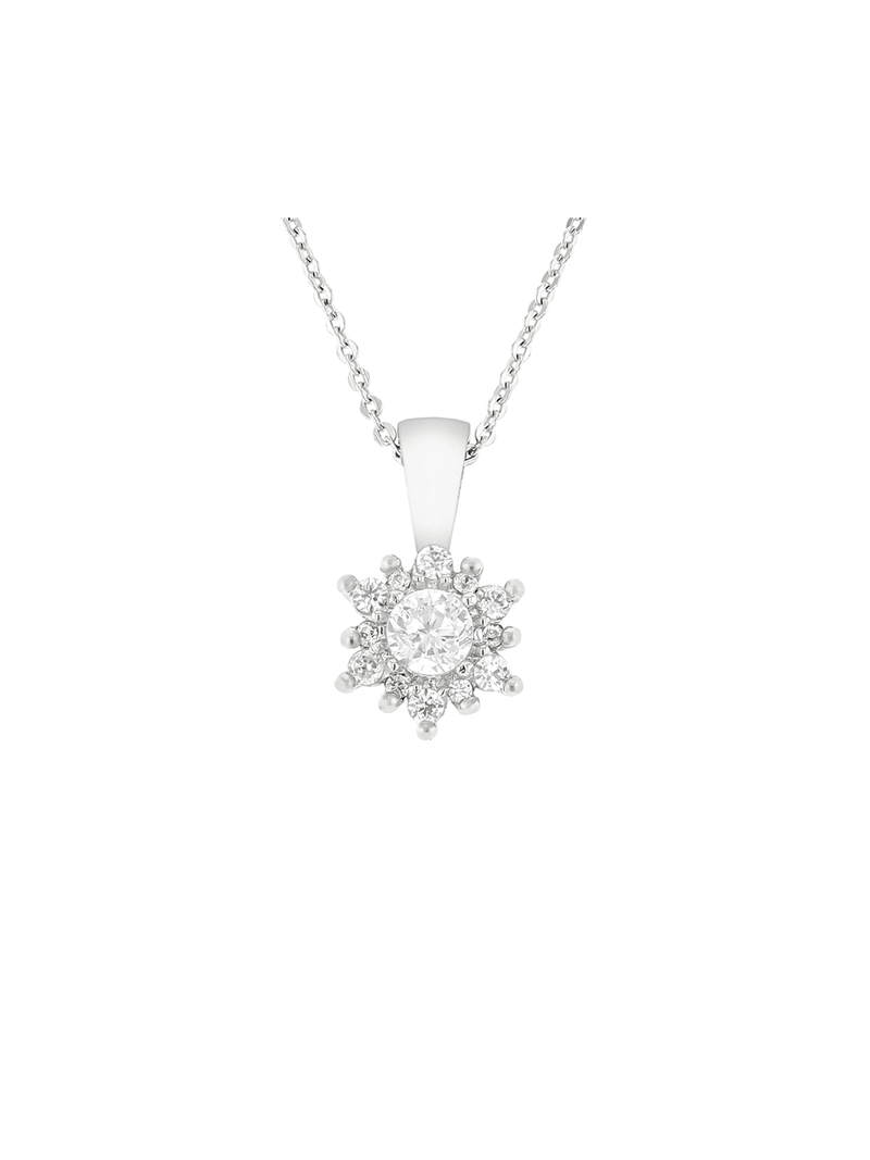 9ct White Gold & Diamond Starburst Pendant