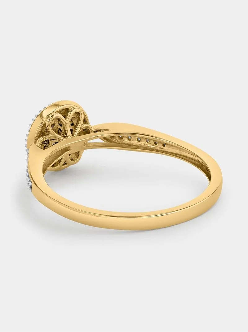 Yellow Gold 0.12ct Diamond Round Halo Ring