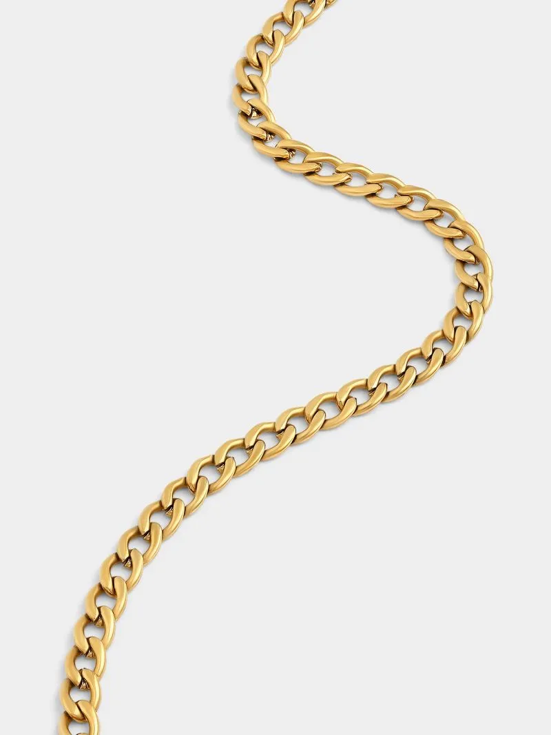Tempo Jewellery Gold Plated Stainless Steel Curb T-Bar Necklace