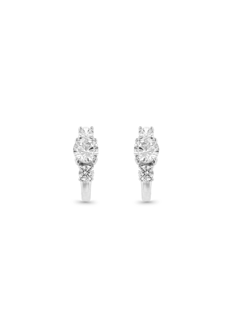 Cheté Sterling Silver & Cubic Zirconia Trilogy Open Hoop Earrings