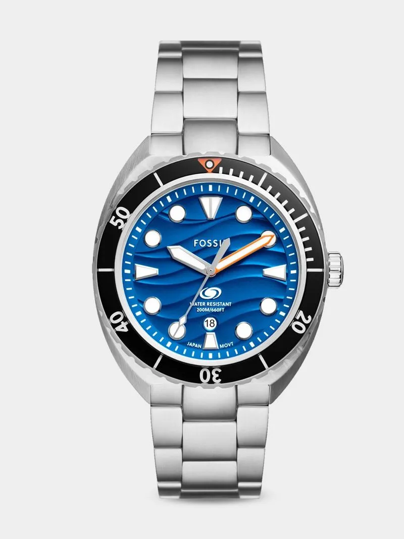 Fossil Breaker Blue Dial Stainless Steel Bracelet Watch
