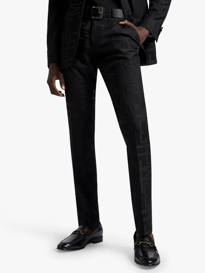 Men's Markham Slim Monogram Jacquard Black Trouser.