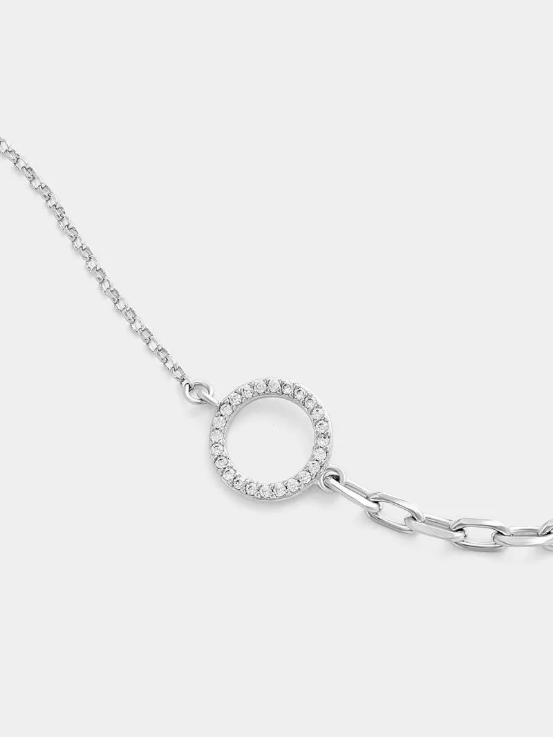 Cheté Sterling Silver Cubic Zirconia Paperclip Circle Bracelet