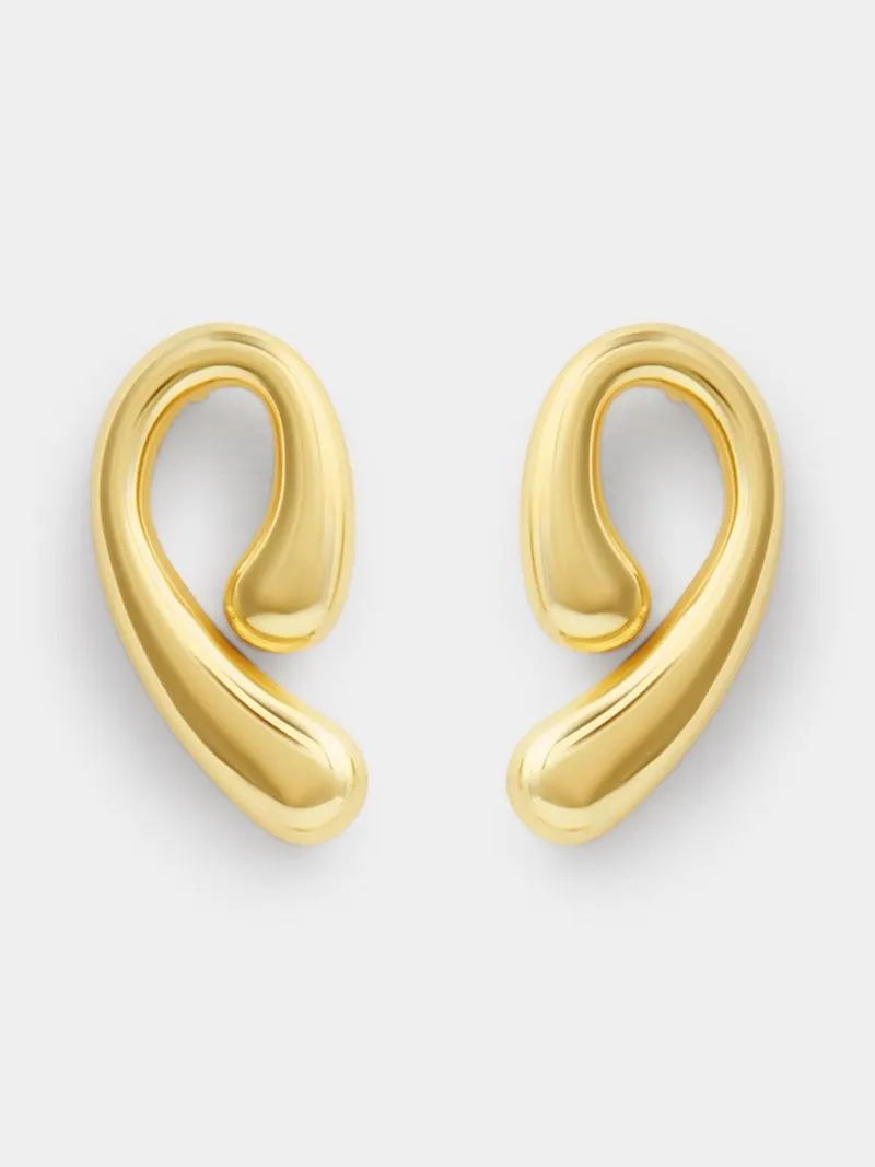 Stainless Steel 18ct Gold Plated Waterproof Waterdrop Studs