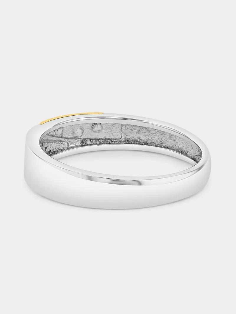 Yellow Gold & Sterling Silver Earth Grown Dimaond Wedding Band