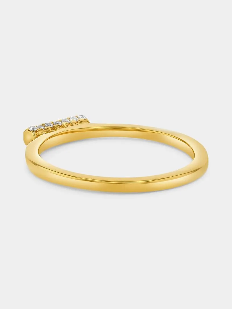Gold Plated Sterling Silver Cubic Zirconia Pavé Bar Ring