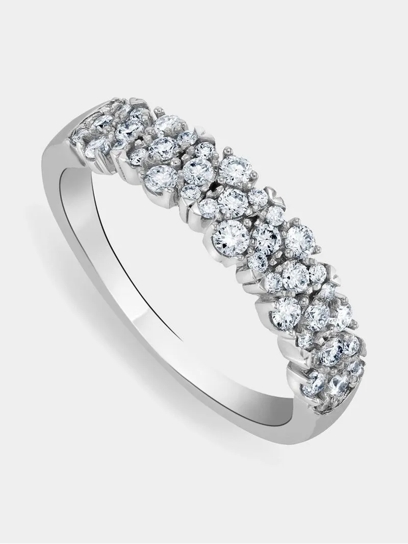 White Gold Diamond Shimmering Cluster Band